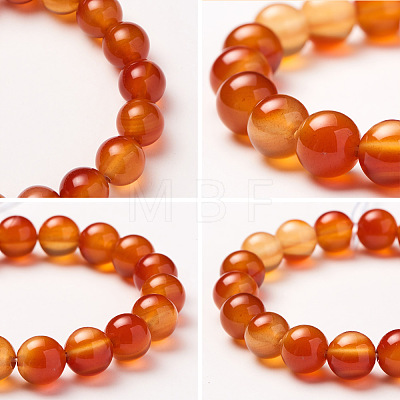 SUNNYCLUE Natural Red Agate Round Beads Stretch Bracelets BJEW-PH0001-10mm-16-1