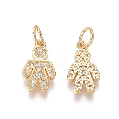 Brass Micro Pave Clear Cubic Zirconia Charms ZIRC-I036-05G-1