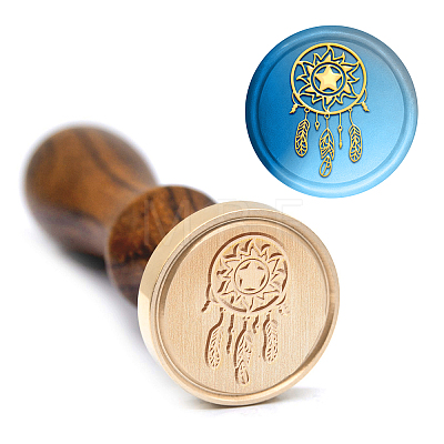 Brass Wax Seal Stamp with Handle AJEW-WH0184-1026-1