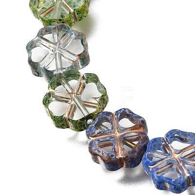 Picasso Baking Paint & Golden Metal Enlaced Glass Beads Strands GL-CBA98F0-01-1