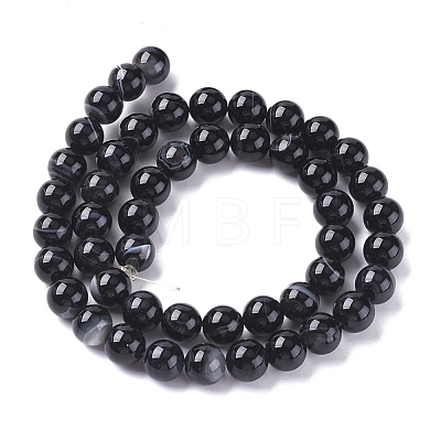 Natural Black Agate Beads Strands G-G582-4mm-60-1