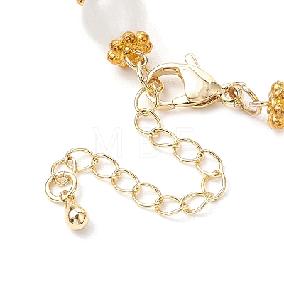 Brass & Imitation Jade Round Glass Link Bracelets for Women BJEW-JB10771-1