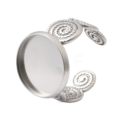 Spiral 304 Stainless Steel Cuff Ring Components STAS-P454-02E-P-1