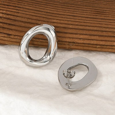 304 Stainless Steel Oval Stud Earrings EJEW-M073-06P-1