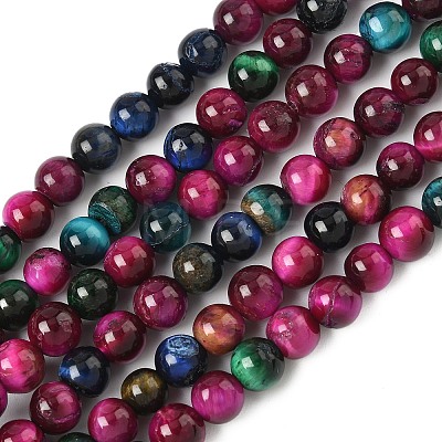 Grade AB Natural Tiger Eye Beads Strands X-G-F591-18-6mm-06-1