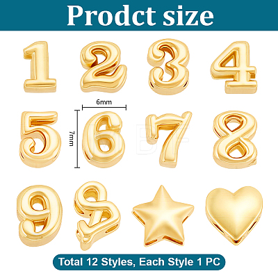 12Pcs 12 Styles Brass Charms KK-PH0014-82-1