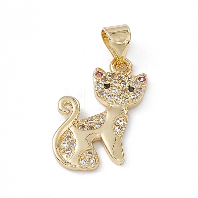 Rack Plating Brass Micro Pave Cubic Zirconia Pendants KK-G451-18G-02-1