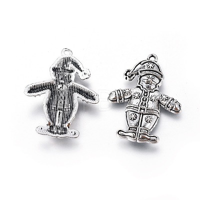 Lead Free & Cadmium Free Antique Silver Tibetan Style Alloy Christmas Santa Claus Pendants X-TIBEP-GC137-AS-RS-1