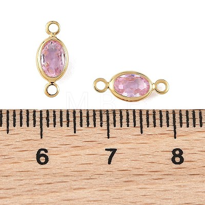 SHEGRACE Brass Pave Cubic Zirconia Oval Connector Charms XGRQ2O133-439B-G-1