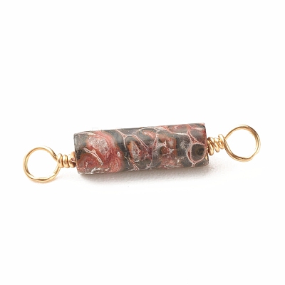 Natural Leopard Skin Jasper Connector Charms PALLOY-JF01454-04-1