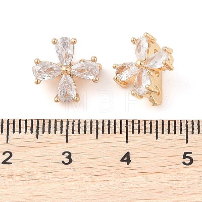 Brass Pave Cubic Zirconia Spacer Bars KK-B090-04G-01-1