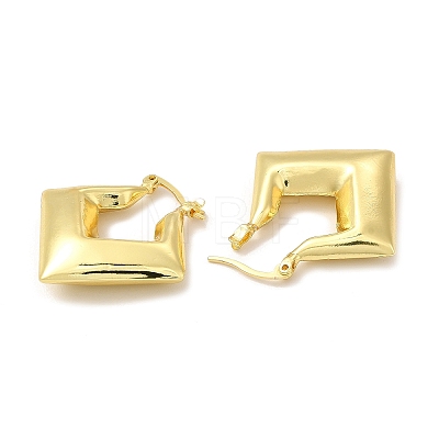 Rack Plating Brass Rhombus Hoop Earrings for Women EJEW-G342-01G-1