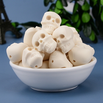 Skull Head Food Grade Silicone Beads PW-WG25871-01-1
