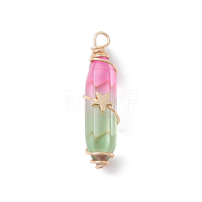 2Pcs 2 Style Two Tone Glass Double Terminated Point Beads Pendants Set PALLOY-JF02538-03-1
