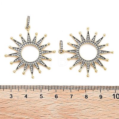 Sun Rack Plating Brass Micro Pave Clear Cubic Zirconia Pendants KK-NH0001-09G-1