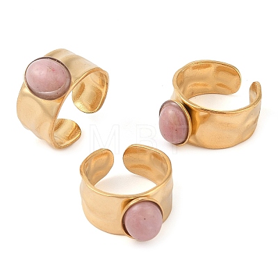 Oval Natural Rhodonite Finger Rings RJEW-Z057-12G-08-1