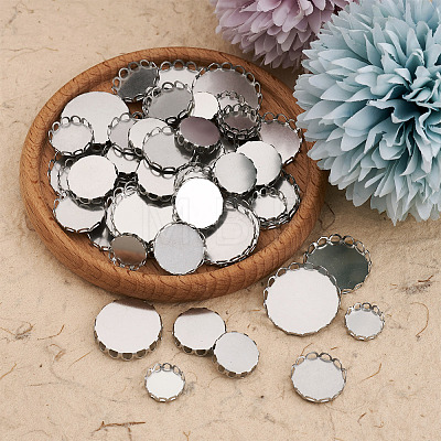 150Pcs 5 Styles 316 Surgical Stainless Steel Lace Edge Bezel Cups STAS-CD0001-09-1