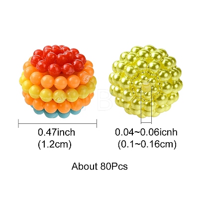 80Pcs 14 Styles Imitation Pearl Acrylic Beads OACR-FS0001-63-1