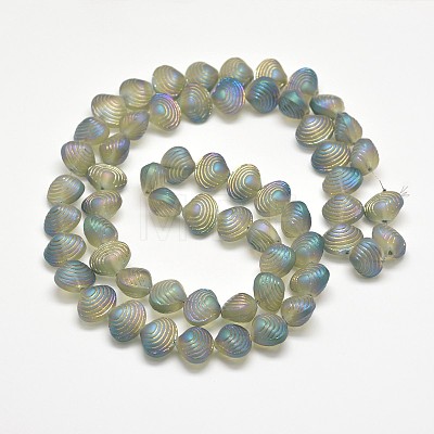 Frosted Electroplate Glass Shell Beads Strands X-EGLA-M002-B04-1