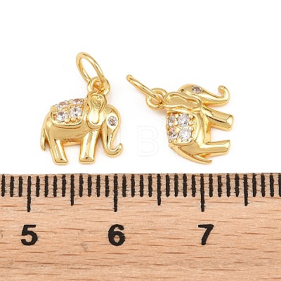 Brass Micro Pave Clear Cubic Zirconia Charms KK-H292-56B-G-1