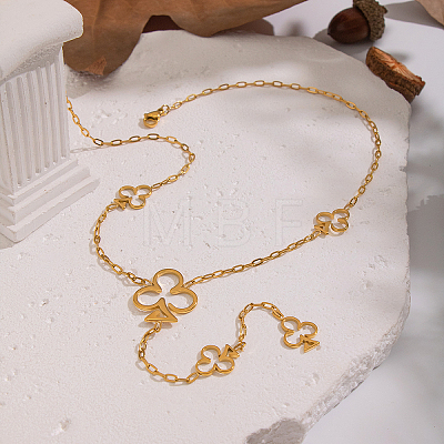304 Stainless Steel Hollow Flower Pendant Tassel Y Chain Necklaces for Women KY1138-1