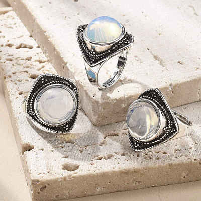 Opalite Adjustable Rings G-P560-03AS-06-1