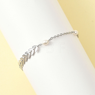 Natural Cultured Freshwater Pearl Beads Link Bracelets BJEW-JB12857-02-1