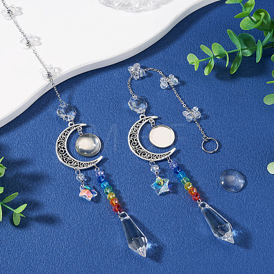 2Pcs Glass Butterfly & Cone Hanging Suncatchers HJEW-TADJ0021-1