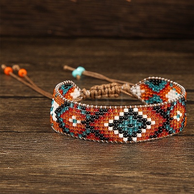 Bohemian Style Glass Bead Braided Bracelets ZD3902-1-1