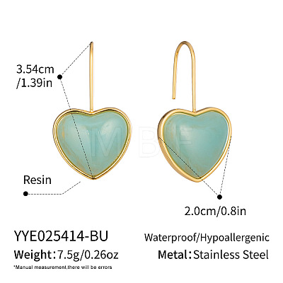 Heart 304 Stainless Steel Dangle Earrings KD3316-5-1