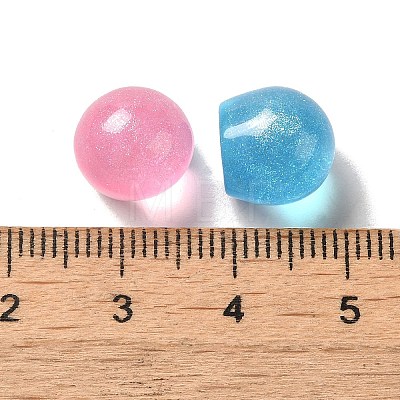Transparent Resin Sphere Decoden Cabochons with Glitter Powder X-RESI-E053-08A-1