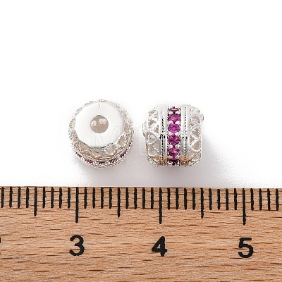 Brass Micro Pave Cubic Zirconia Beads KK-C071-06S-02-1