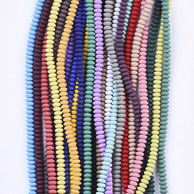 Spray Painted Non-magnetic Synthetic Hematite Beads Strands G-T124-22-1