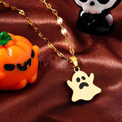 Halloween Stainless Steel Enamel Pendant Necklaces PA5568-1