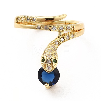 Cubic Zirconia Snake with Glass Wrap Adjustable Ring KK-H439-02A-G-1