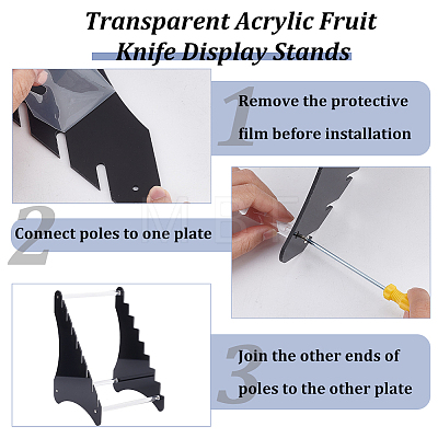 Transparent Acrylic Fruit Knife Display Stands AJEW-WH0470-91B-1