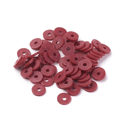 Flat Round Handmade Polymer Clay Beads CLAY-R067-8.0mm-29-1