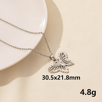304 Stainless Steel Butterfly Pendant Necklaces CV0613-11-1
