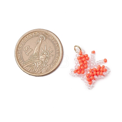 Glass Seed Beaded Butterfly Pendants PALLOY-MZ00473-1