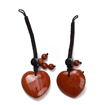 Heart Natural Red Jasper Pendant Decorations G-K353-07D-1