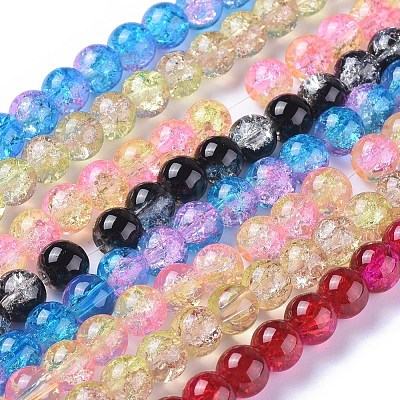 Two Tone Crackle Glass Beads X-CCG-Q002-8mm-M-1