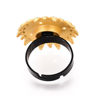 Adjustable Flower Alloy & Iron Rhinestone Bezel Cup Ring Base with Rotatable Tray MAK-T012-09G-1