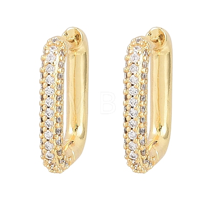Rectangle Brass Clear Cubic Zirconia Stud Earrings EJEW-A156-12A-G-1