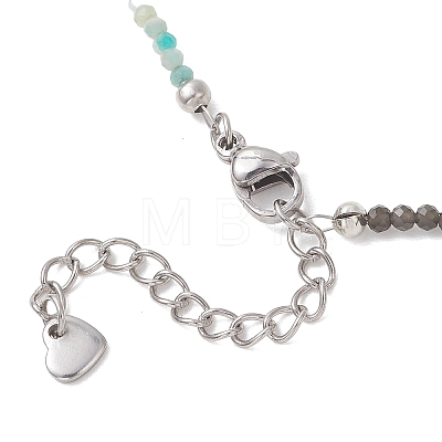 2MM Natural & Synthetic Mixed Gemstone Gradient Color Faceted Round Beaded Necklaces for Women NJEW-JN05865-02-1