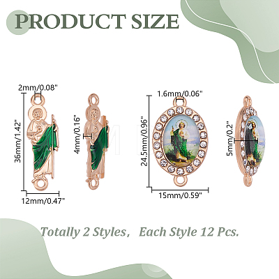 24Pcs 2 Styles Alloy Enamel with Crystal Rhinestone and Acrylic Connector Charms FIND-HY0005-34-1