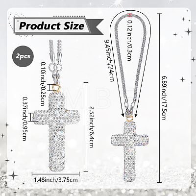 2Pcs Rhinestone Cross Pendant Decoraions HJEW-JOY0001-04-1