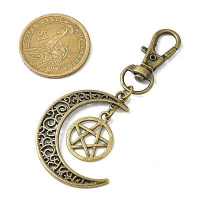 Alloy Moon & Star Pendant Decorations HJEW-JM02181-1