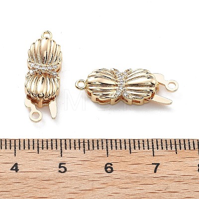 Brass Micro Pave Clear Cubic Zirconia Box Clasps KK-G523-13G-1