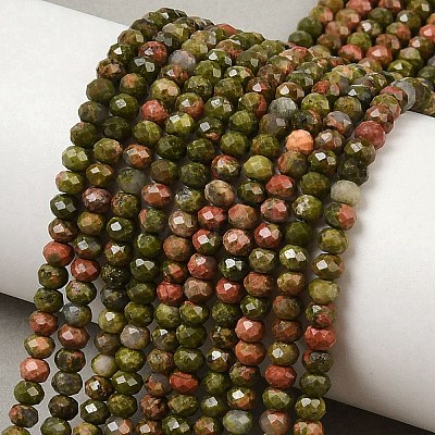 Natural Unakite Beads Strands G-D347-B08-1
