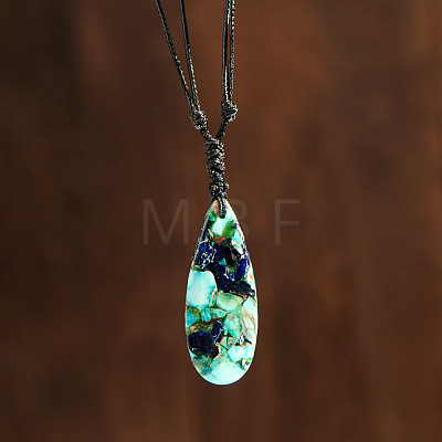 Bohemian Dyed Natural Imperial Jasper Teardrop Pendant Necklaces NL5707-2-1